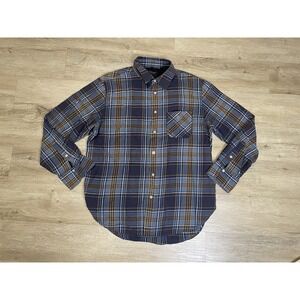 Rag & Bone Shadow Plaid Lined Flannel Shirt Mens Sz L Long Sleeve Button Blue